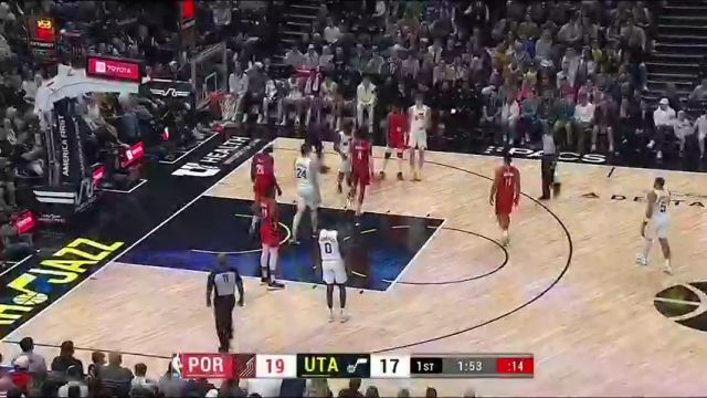 NBA常规赛：开拓者vs爵士第1节英文原声回放