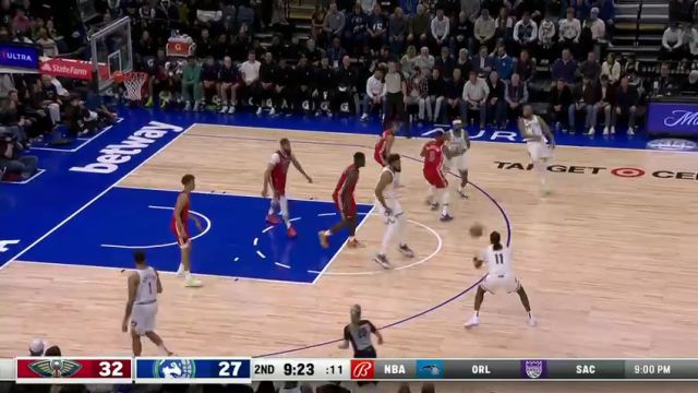 NBA常规赛：鹈鹕vs森林狼第2节英文原声回放