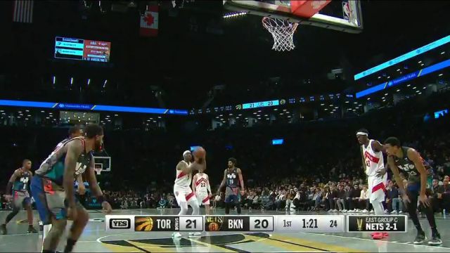 NBA季中锦标赛小组赛：猛龙vs篮网第1节英文原声回放