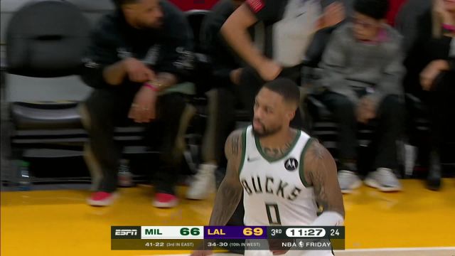 利拉德vs湖人集锦 28+12串联球队关键球失准