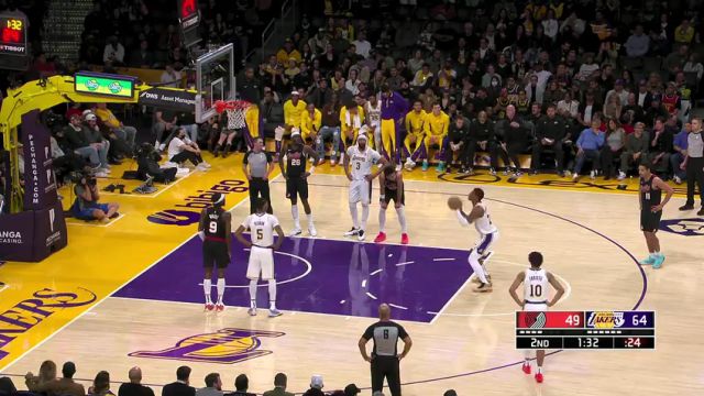 NBA常规赛：开拓者vs湖人第2节英文原声回放