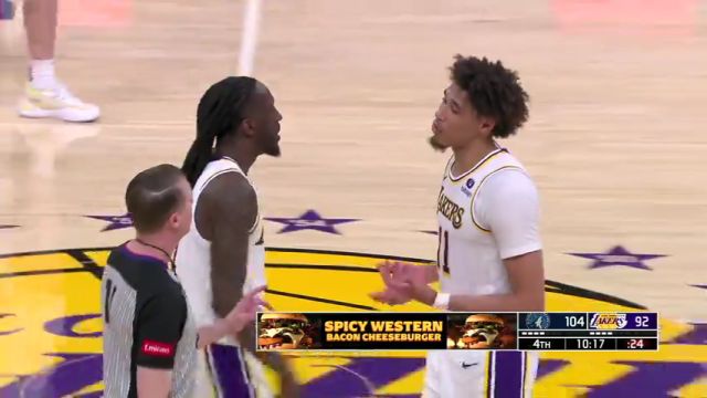 NBA常规赛：森林狼vs湖人第4节英文原声回放