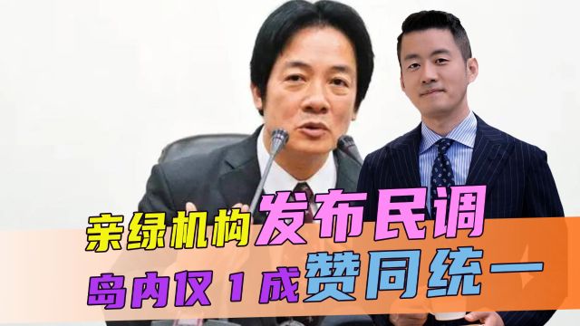 赖清德胜选后,亲绿机构发布民调,岛内仅1成赞同统一