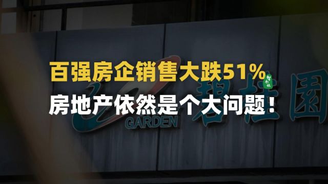 百强房企销售大跌51%,房地产依然是个大问题!