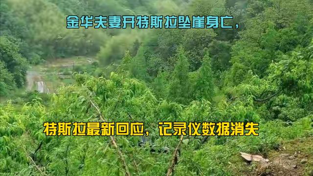 金华夫妻开特斯拉坠崖身亡,记录仪数据消失,特斯拉最新回应