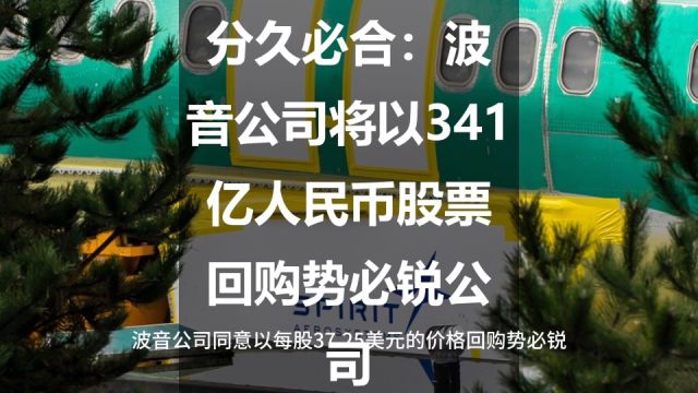 分久必合:波音公司将以341亿人民币股票回购势必锐公司