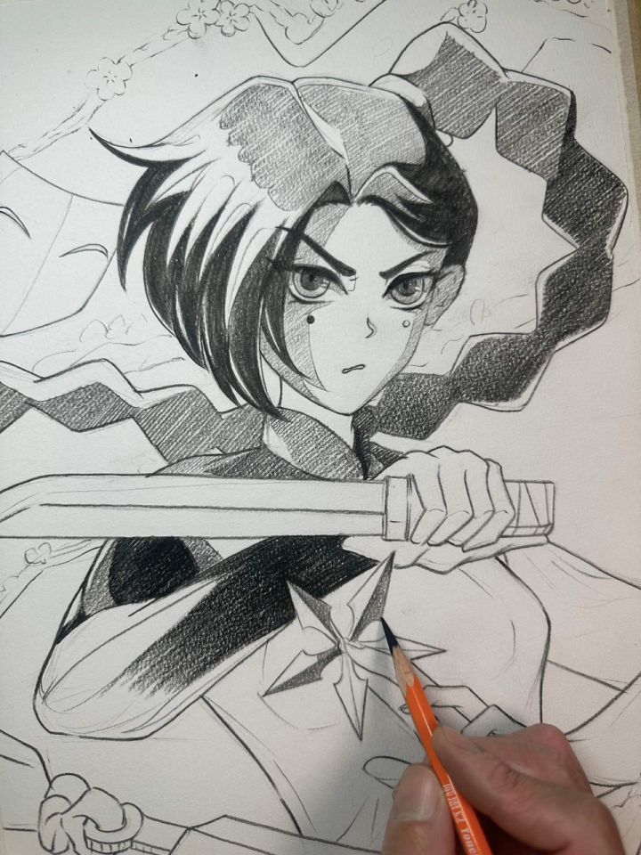 梅花十三勾线加排线画法完成版