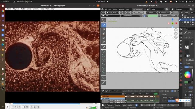 利用blender手绘圆柱绕流动画