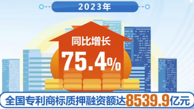 国家知识产权局,去年全国专利商标质押融资额超8539亿元