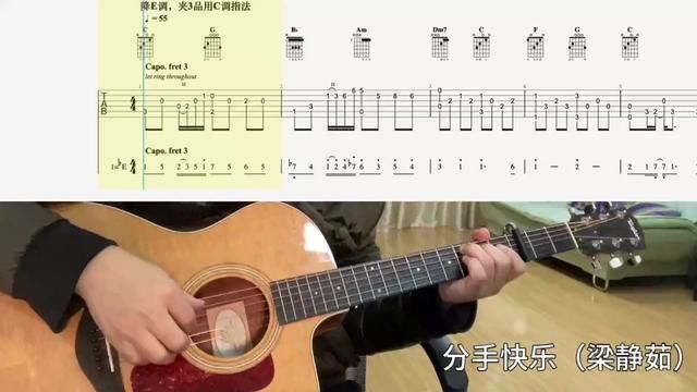 【吉他独奏慢速示范】分手快乐(梁静茹) #零基础学吉他 #吉他谱 #吉他教程 #吉他老杨