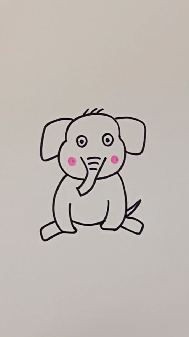 可爱的小象这样画,超级简单!#儿童简笔画 #育儿简笔画 #简笔画