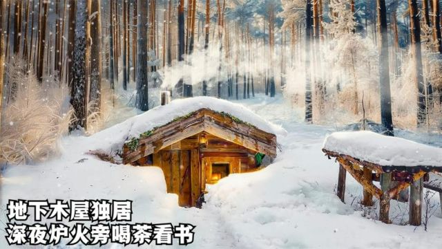 冰天雪地的冬夜,把炉子烧得旺旺的,一个人窝在地下木屋吃大餐