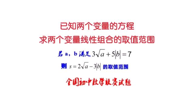 全国初中数学联赛试题,已知方程,求两个变量线性组合的取值范围