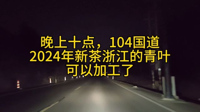 晚上十点,104国道新昌儒岙段,2024年新茶浙江的青叶可以加工了