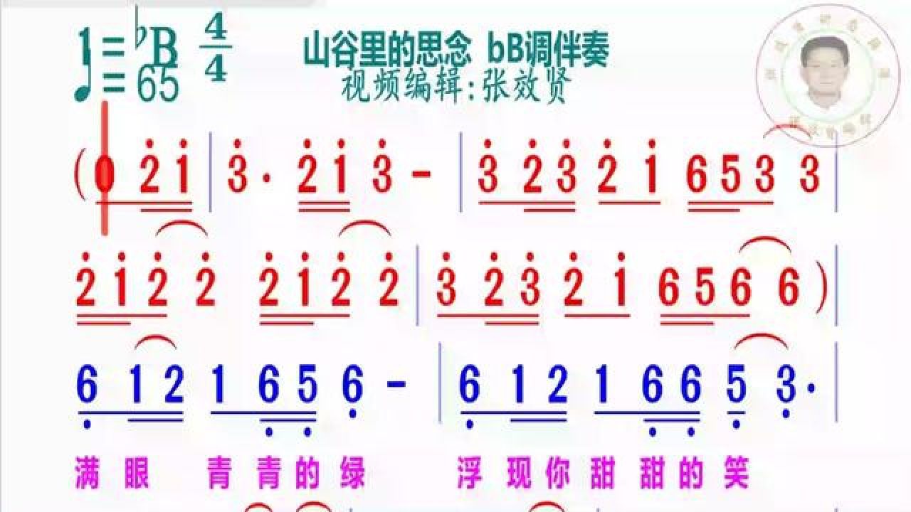 《山谷里的思念》简谱bb调伴奏