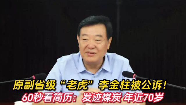 原副省级“老虎”李金柱被公诉!60秒看简历:发迹煤炭 年近70岁