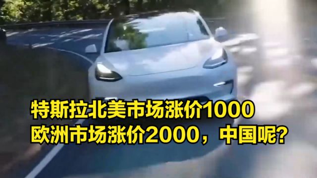 特斯拉北美市场涨价1000美元,欧洲市场涨价2000欧元,中国呢?