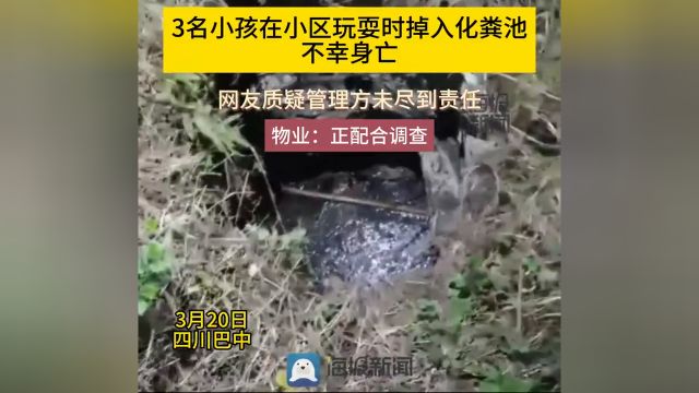 四川平昌官方回应三小孩掉入化粪池身亡:事发地属于小区的化粪池