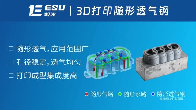 解决注塑困气新方案,毅速ESU 3D打印随形透气钢