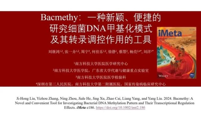 iMeta | 南科大杨亮/刘洋开发研究细菌DNA甲基化组及其转录调控工具Bacmethy