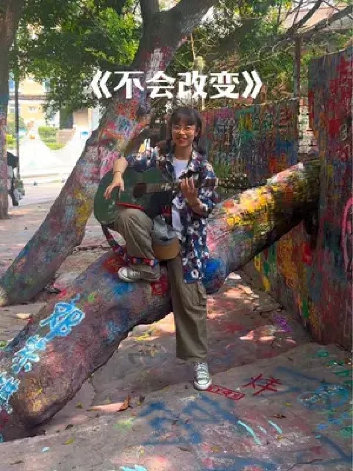 你就像花朵般美丽….#街头涂鸦 #不会改变吉他弹唱 #谢天笑