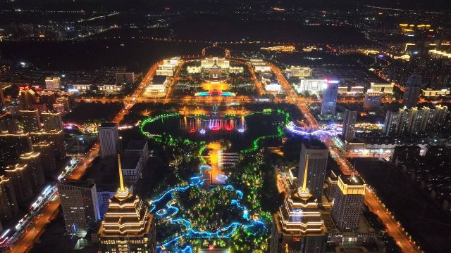 诗画山东|越夜越美丽 枣庄凤鸣公园夜景流光溢彩