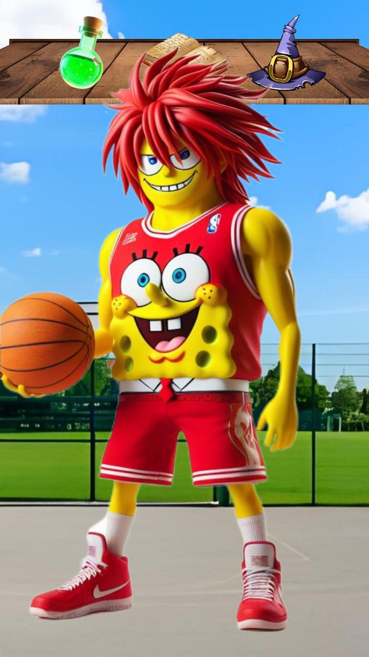 灌篮高手新角色?原来是海绵宝宝穿越了变身樱木花道!