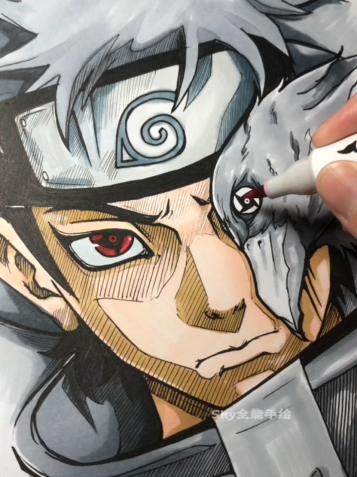 宇智波止水上色绘画过程图分享
