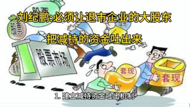 刘纪鹏:必须让退市企业的大股东把减持的资金吐出来