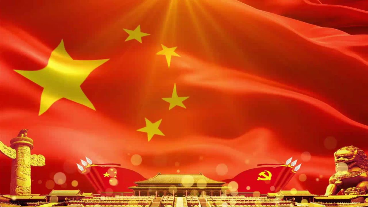 b1057-绣红旗背景视频儿童学生朗诵演出表演节目动态led大屏幕背景