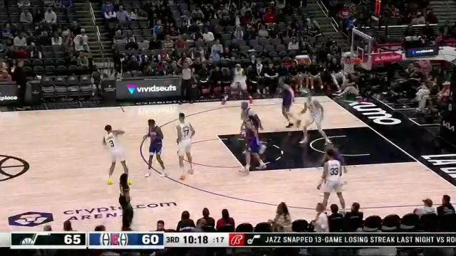 NBA常规赛：爵士vs快船第3节中文解说回放