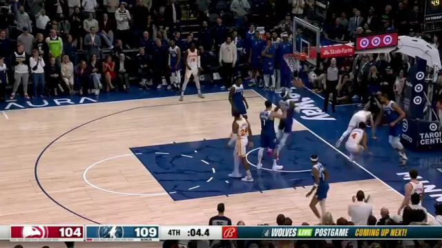 NBA常规赛：老鹰vs森林狼第4节中文解说回放