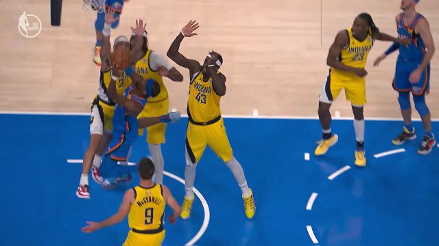 步行者vs雷霆G7五佳球 多尔特极限拉杆上篮+超远压哨三分惊艳全场