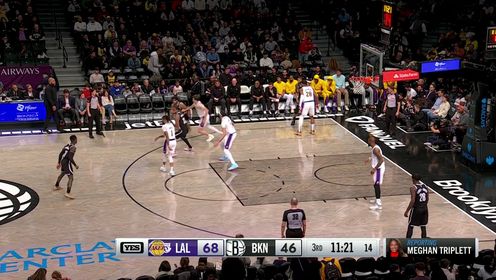 布鲁克林篮网_NBA常规赛：湖人116-104篮网_里夫斯背后抢断快攻上篮拉塞尔防发球再度拿下一城_高清