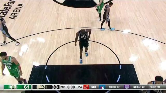 NBA常规赛：凯尔特人vs老鹰第2节英文原声回放