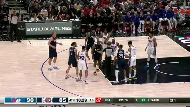 NBA常规赛：费城vs快船第4节英文原声回放