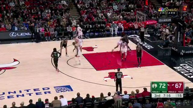 NBA常规赛：凯尔特人vs公牛第3节中文解说回放