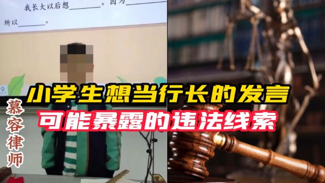 小学生发言想当农发行行长继承家产,可能暴露的违法线索