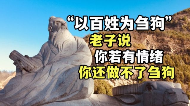 “以百姓为刍狗”,老子只是想让你知道,不是人人都有资格做刍狗!