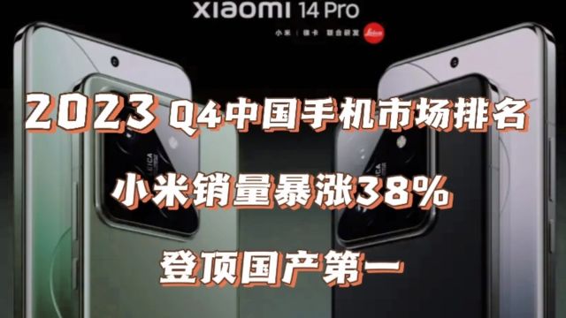 小米手机销量暴涨38%登顶国产第一,苹果份额下滑