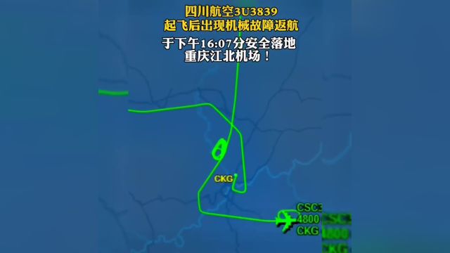 3月25日,四川航空起飞后因故障返航降落与江北机场