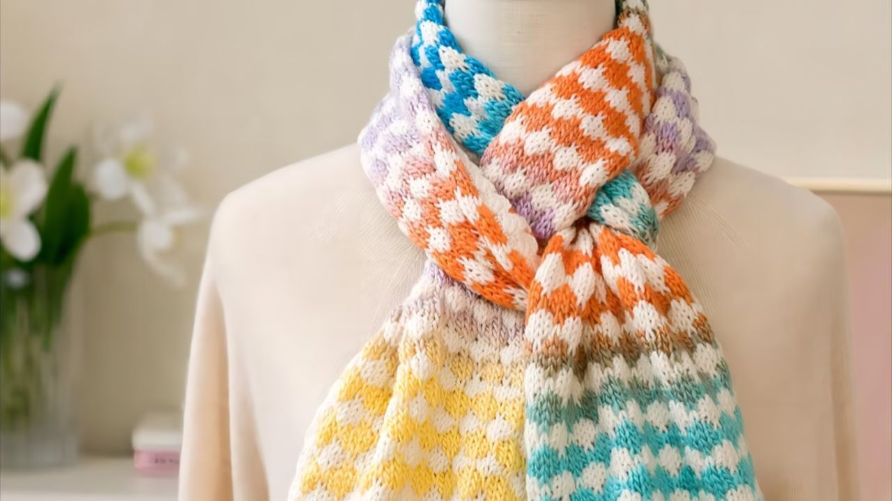 双色集圈围巾-集圈花样编织机教学视频