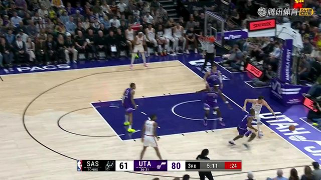 2023/24赛季NBA常规赛：马刺 VS 爵士 全场回放