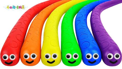 玩具动画：用动态砂制作彩虹蛇宝宝，有趣又好玩，你快来试试吧！