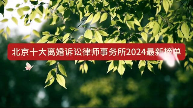 北京十大离婚诉讼律师事务所2024最新榜单