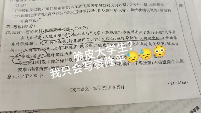 学生时代语文写作业校园生活试卷