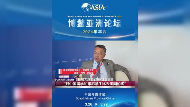 【印尼前驻美大使迪诺:】博鳌亚洲论坛2024年年会期间印尼前副外长、前驻美大使、首届兰花奖得主迪诺ⷥ𘕨’‚ⷮŠ贾拉尔接受