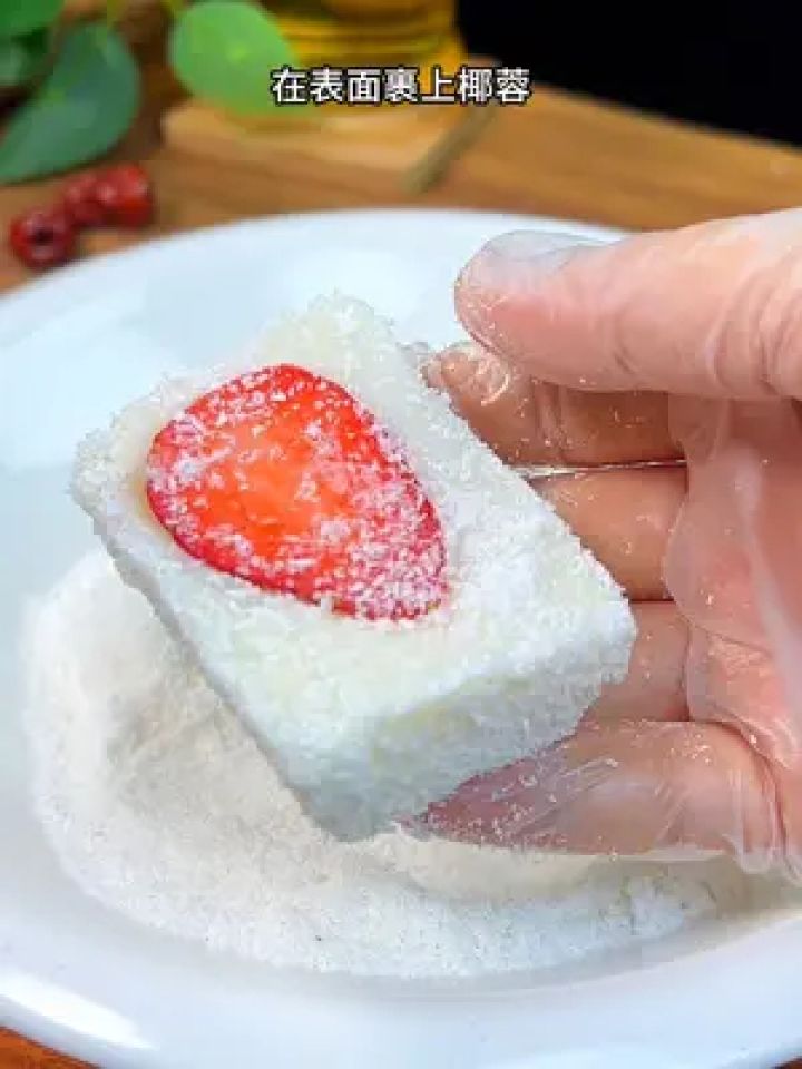 草莓椰奶冻 #自制甜品 #草莓椰子冻 ##甜品 #在家做