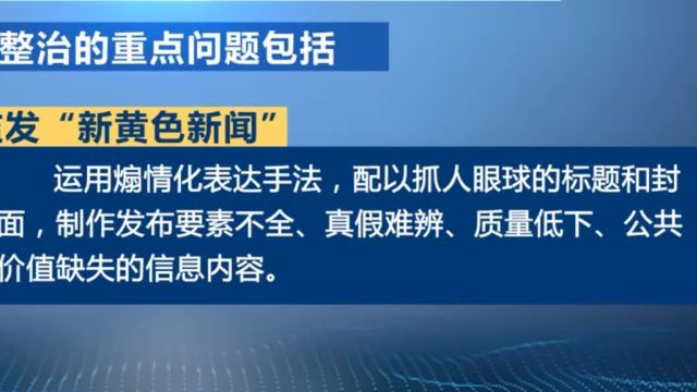 中央网信办:重点整治滥发“新黄色新闻”