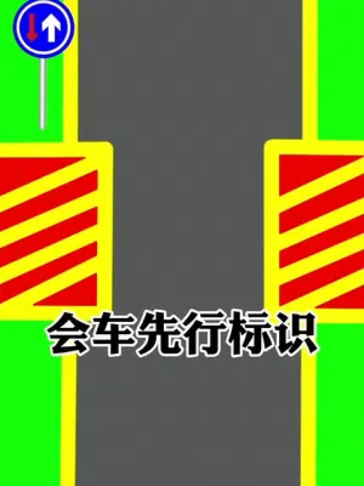 会车让行标识,红色一方车辆应主动让行,.